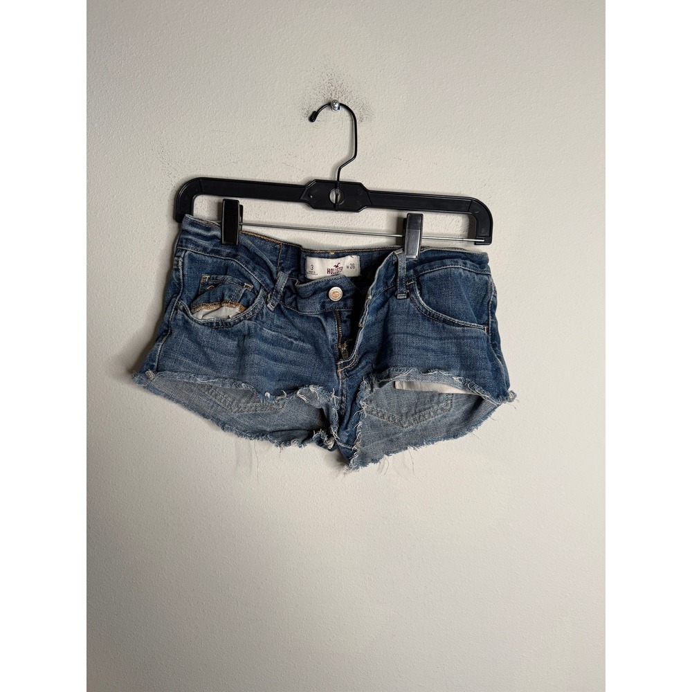 Hollister California Denim Jean Shorts Distressed Cutoff Frayed Blue Size 3 W26
